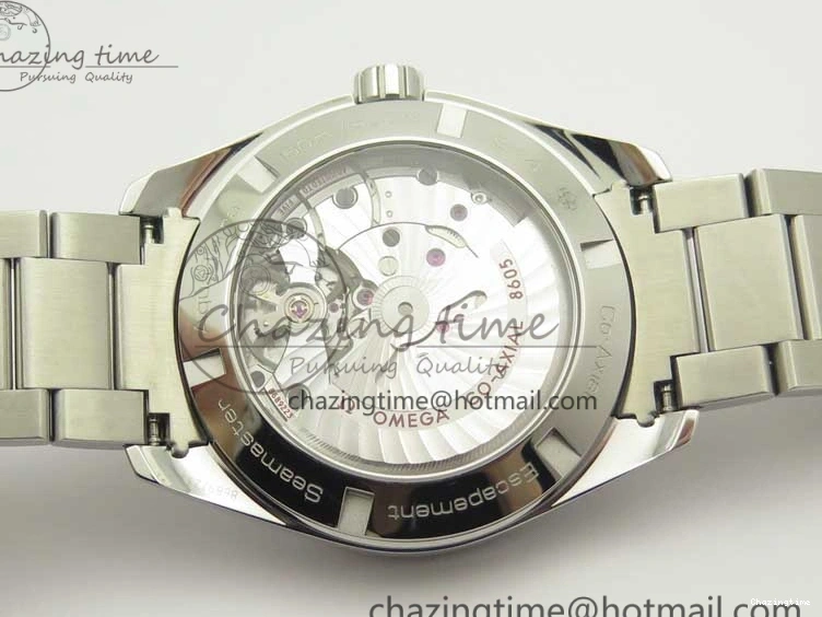 0310 Stylish Aqua Terra 150M GMT SS VSF 1:1 Best Edition Black Textured Dial on SS Bracelet A8605 Super Clone 8055